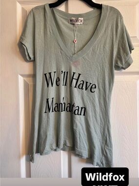 Wildfox V-Neck Tee with Black Text